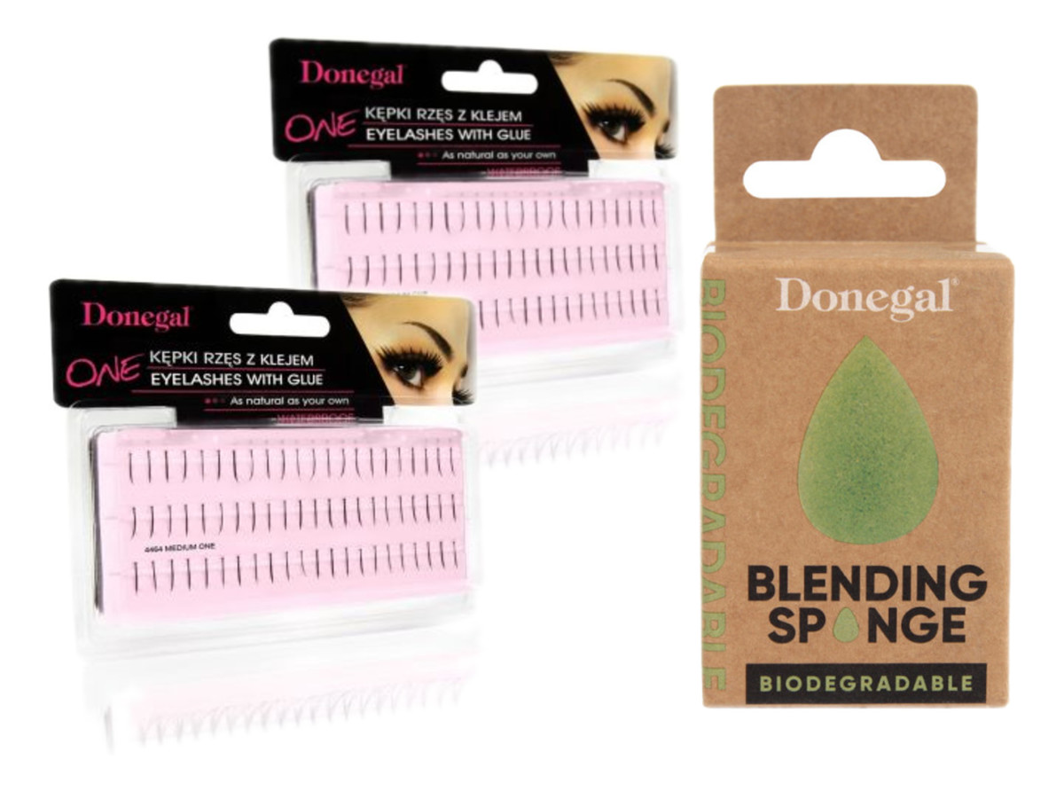 Kępki sztucznych rzęs pojedyncze 2 opakowania + Gąbeczka bio do makijazu