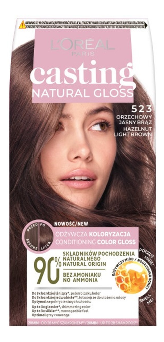 Casting natural gloss farba do włosów 523 orzechowy jasny brąz