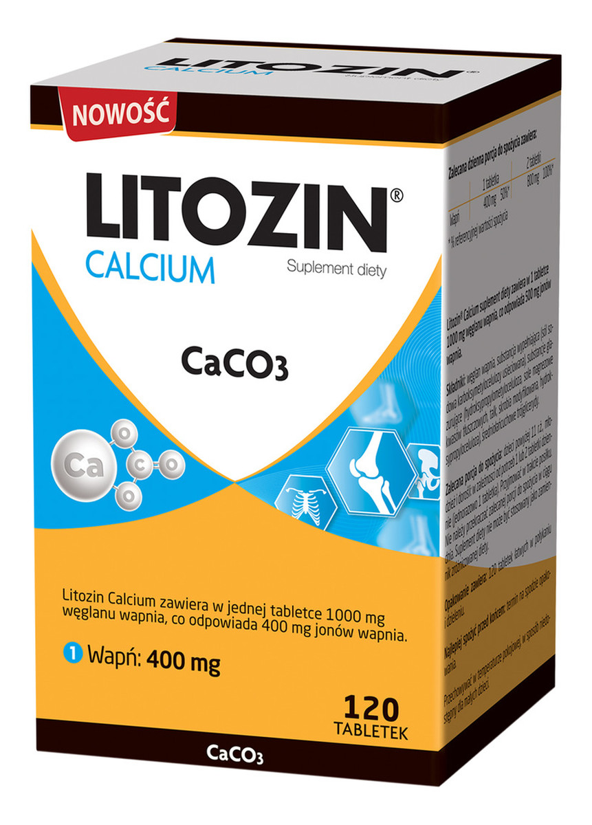 Calcium caco3 suplement diety 120 tabletek