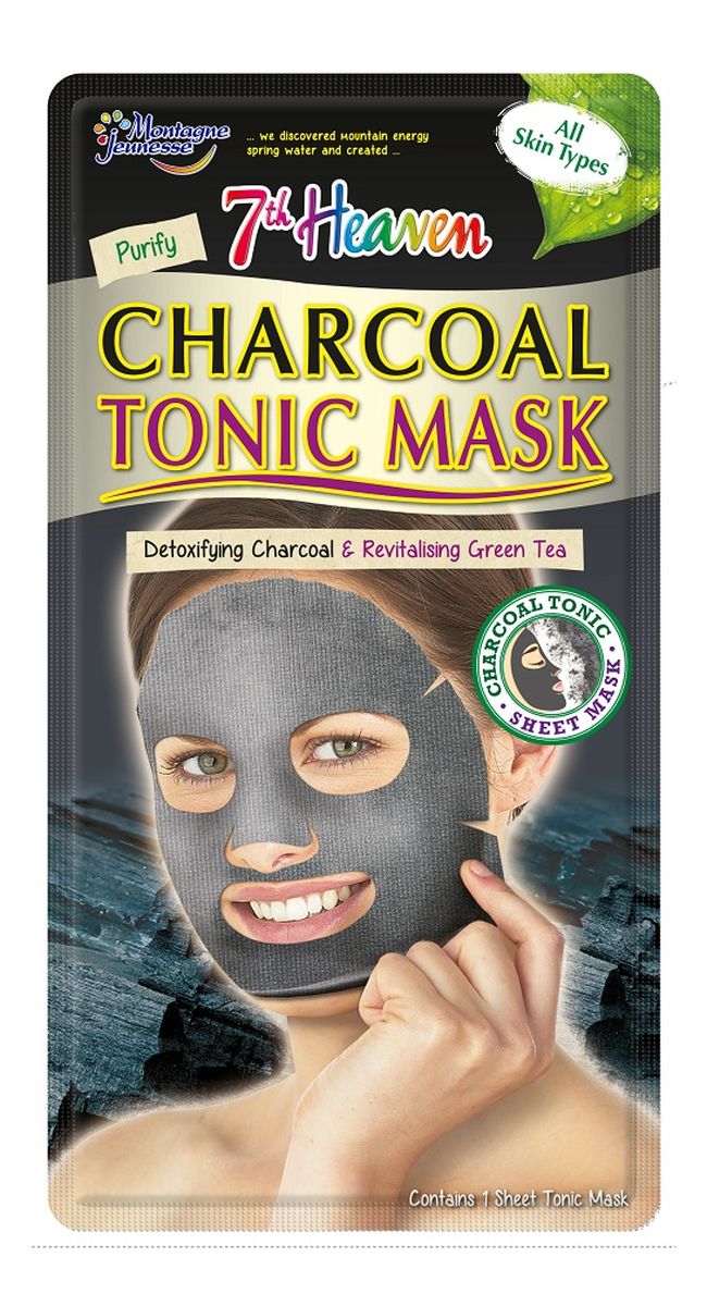 Tonic Mask oczyszczająca maseczka węglowa w płachcie do każdego typu cery Green Tea
