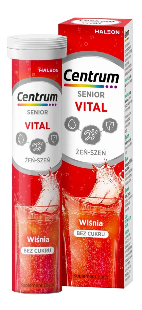 Senior z żeń‑szeniem, smak wiśniowy, 20 Tabletek musujących