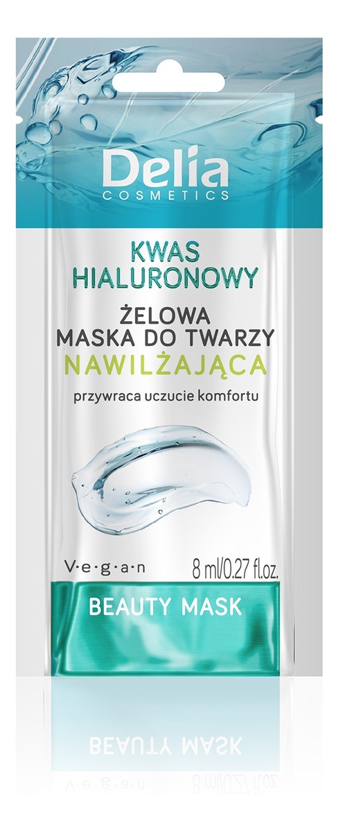 Beauty Żelowa Maseczka Do Twarzy Nawilżająca Z Kwasem Hialuronowym