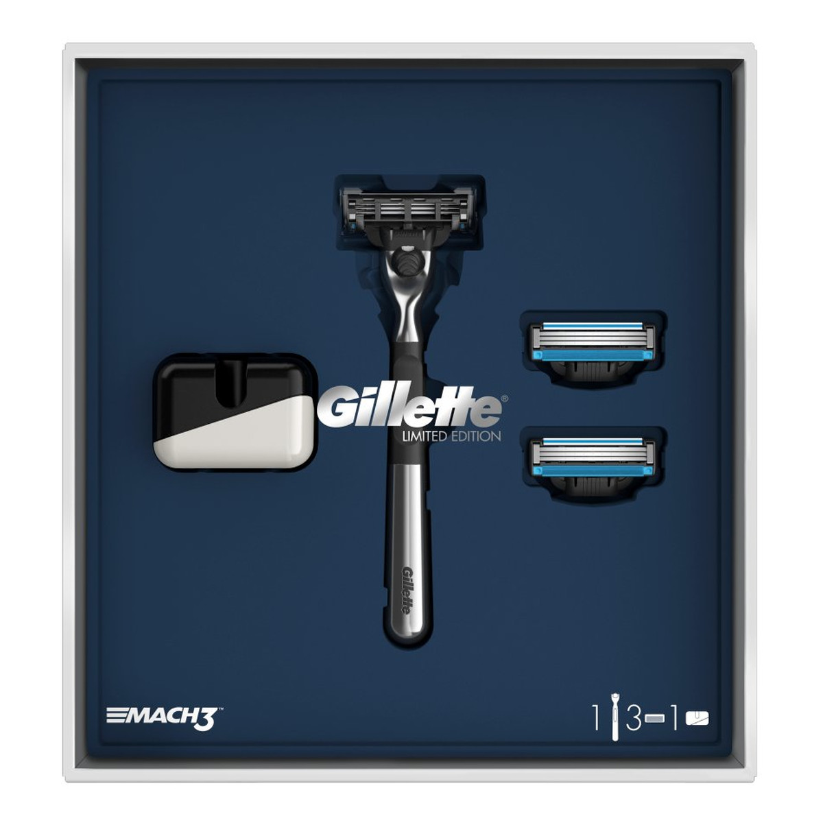 Gillette Mach3 Limited edition Zestaw podarunkowy (maszynka do golenia + podstawka + 2 wkłady)