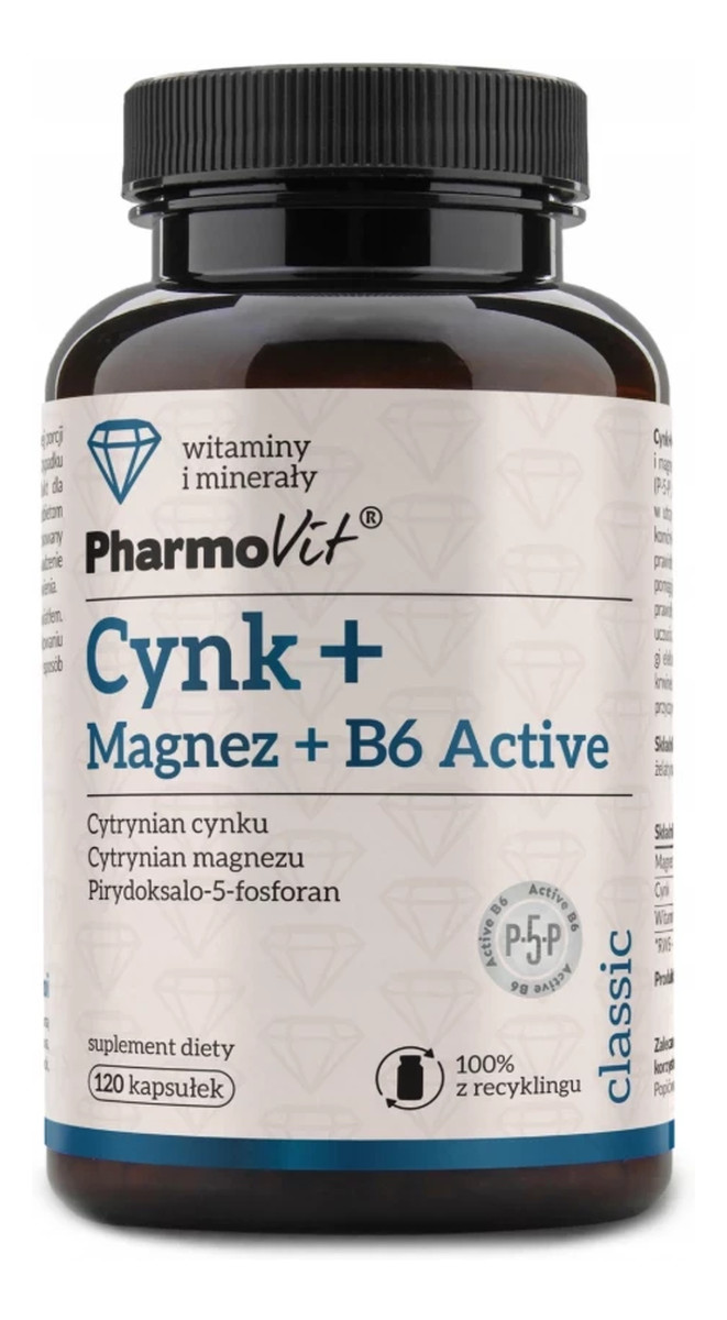 Cynk + Magnez + B6 Active suplement diety 120 kapsułek