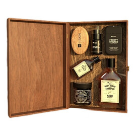 Zestaw żel do mycia ciała i szampon do włosów i brody 3w1 apple 330ml + whisky żel do mycia ciała i szampon do włosów i brody 3w1 fire 100ml + spray antybakteryjny 30ml + olejek do brody 30ml + pomada do brody i włosów 100ml + szczotka do brody 1szt + skr