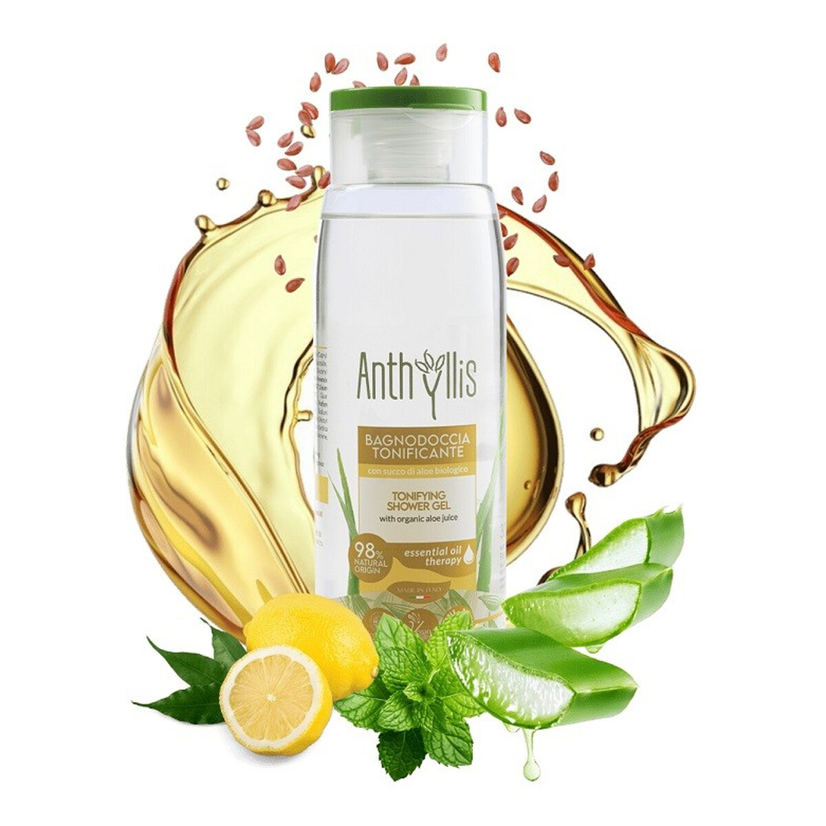 Anthyllis Tonizujący bio żel pod prysznic z organicznym sokiem z aloesu miętą i cytryną 300ml