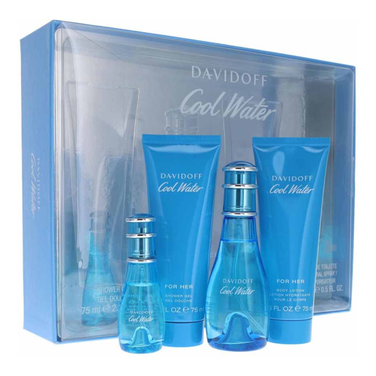 Davidoff Cool Water Woman Zestaw woda toaletowa spray 50ml + balsam do ciała 75ml + żel pod prysznic 75ml + woda toaletowa spray 15ml