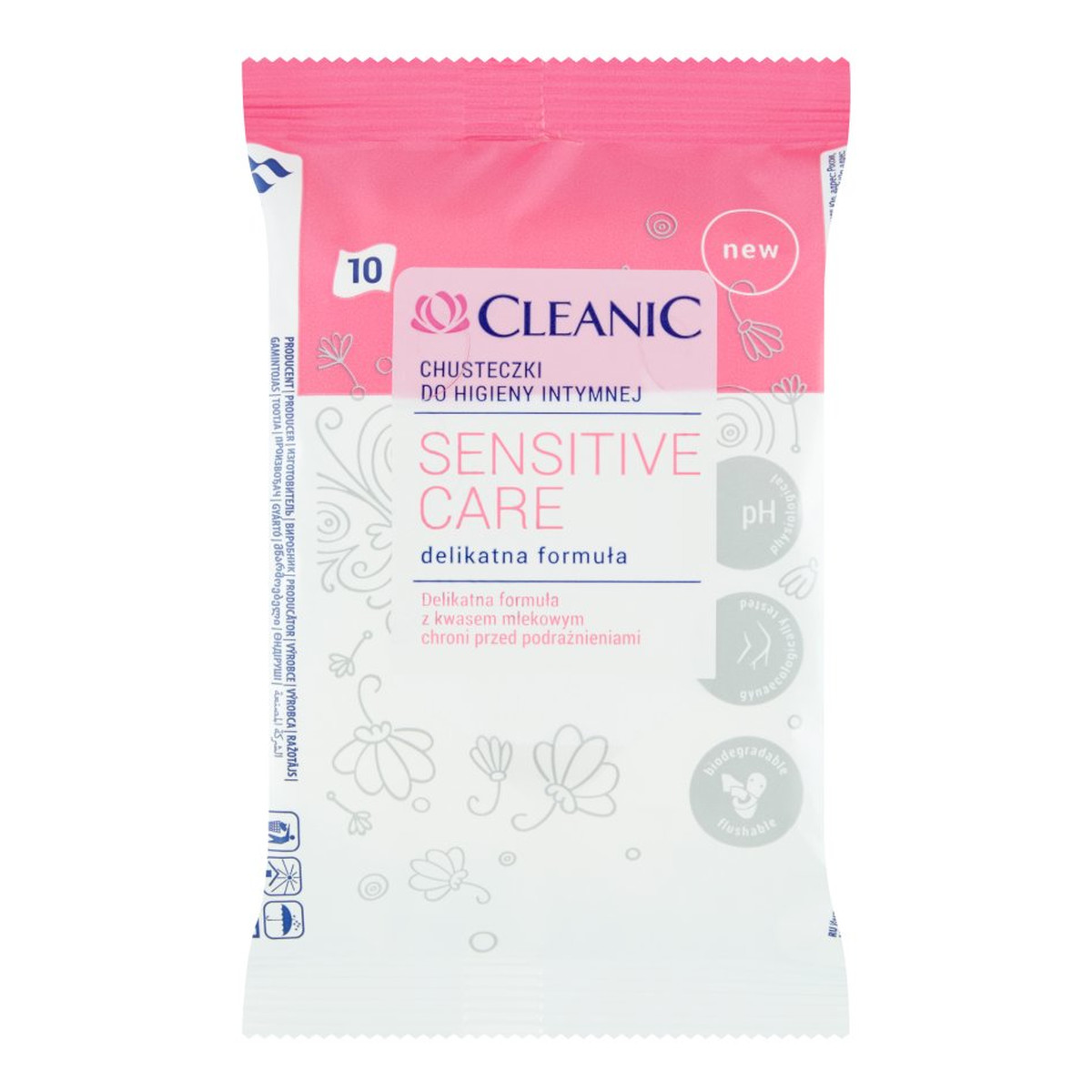Cleanic Intimate Odświeżające Chusteczki do higieny intymnej z ekstraktem z płatków róży 10 sztuk