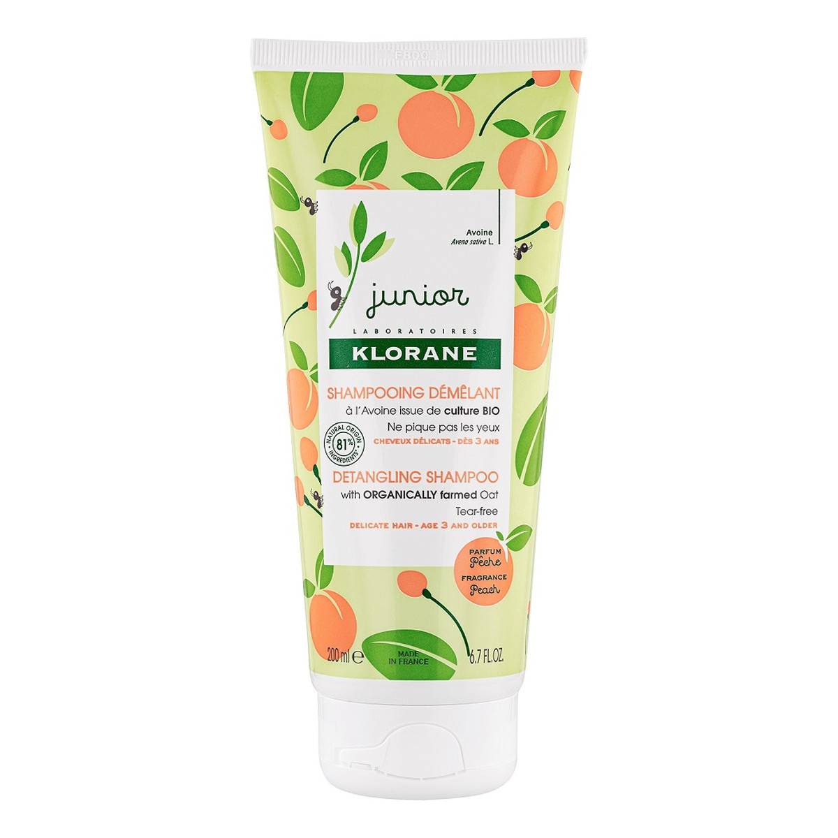 Klorane Junior detangling shampoo szampon ułatwiający rozczesywanie włosów brzoskwinia 200ml