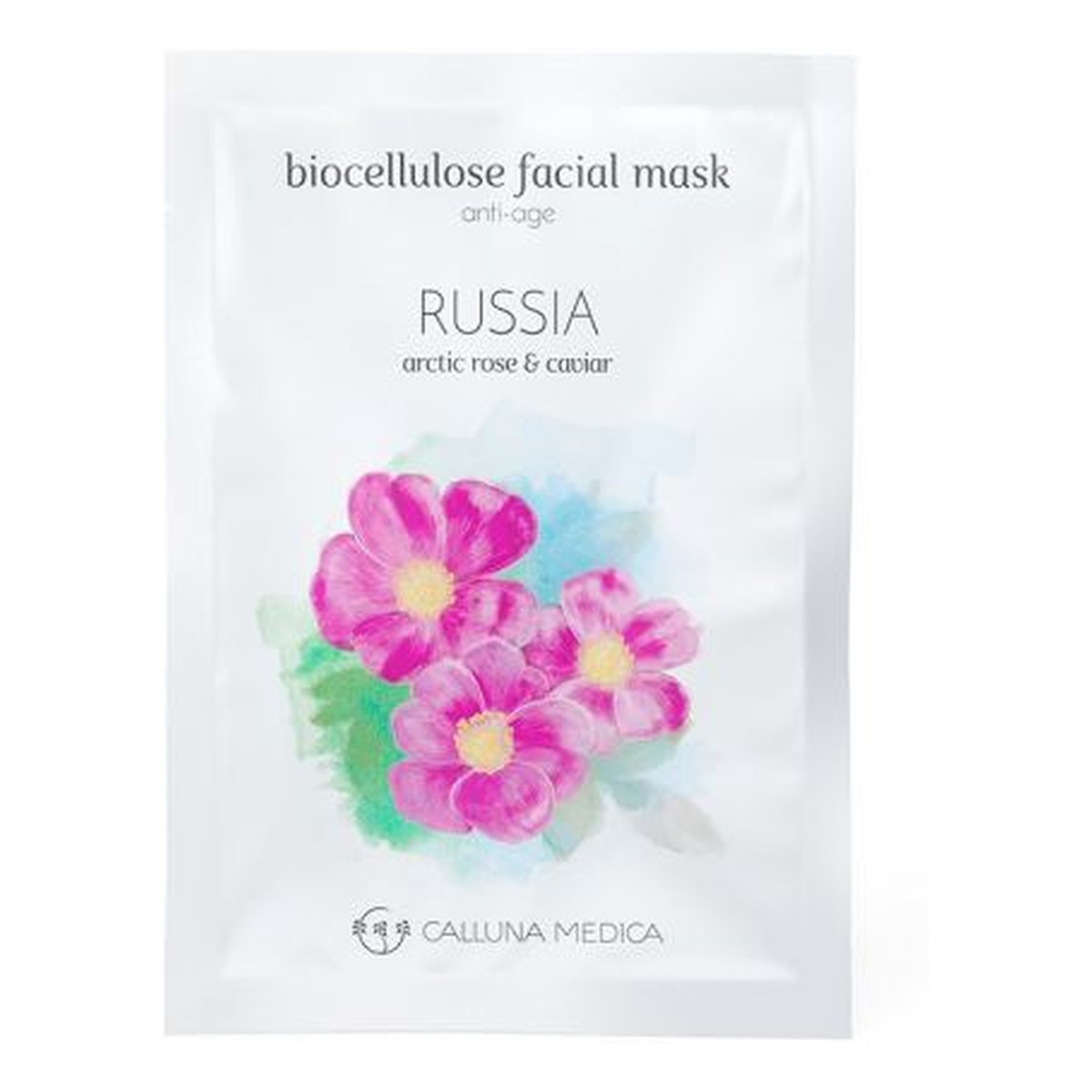 Calluna Medica Russia Anti-Age Biocellulose Facial Mask przeciwstarzeniowa maseczka z biocelulozy Arctic Rose & Caviar 12ml