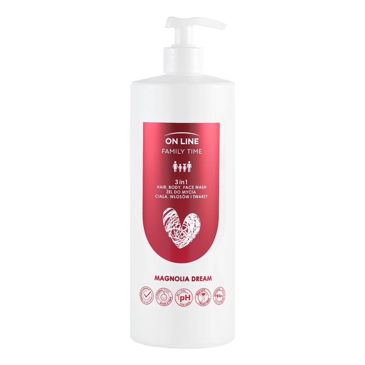 On Line Family Time Żel 3w1 do mycia ciała, włosów i twarzy 850ml