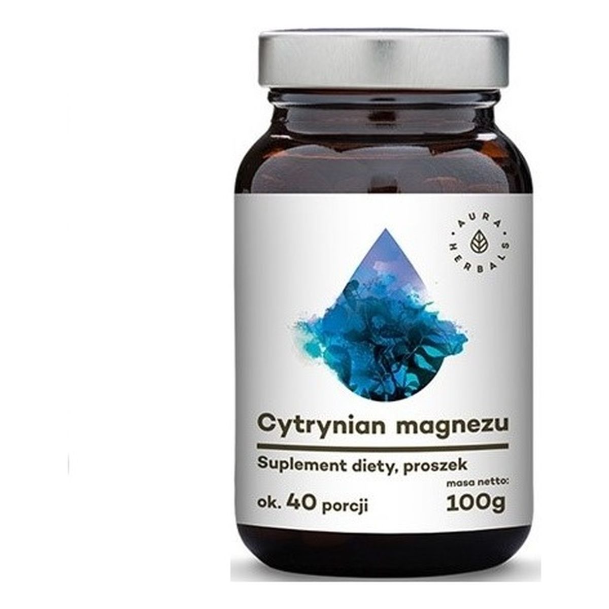 Aura Herbals Cytrynian magnezu Suplement diety w proszku (40 porcji) 100g