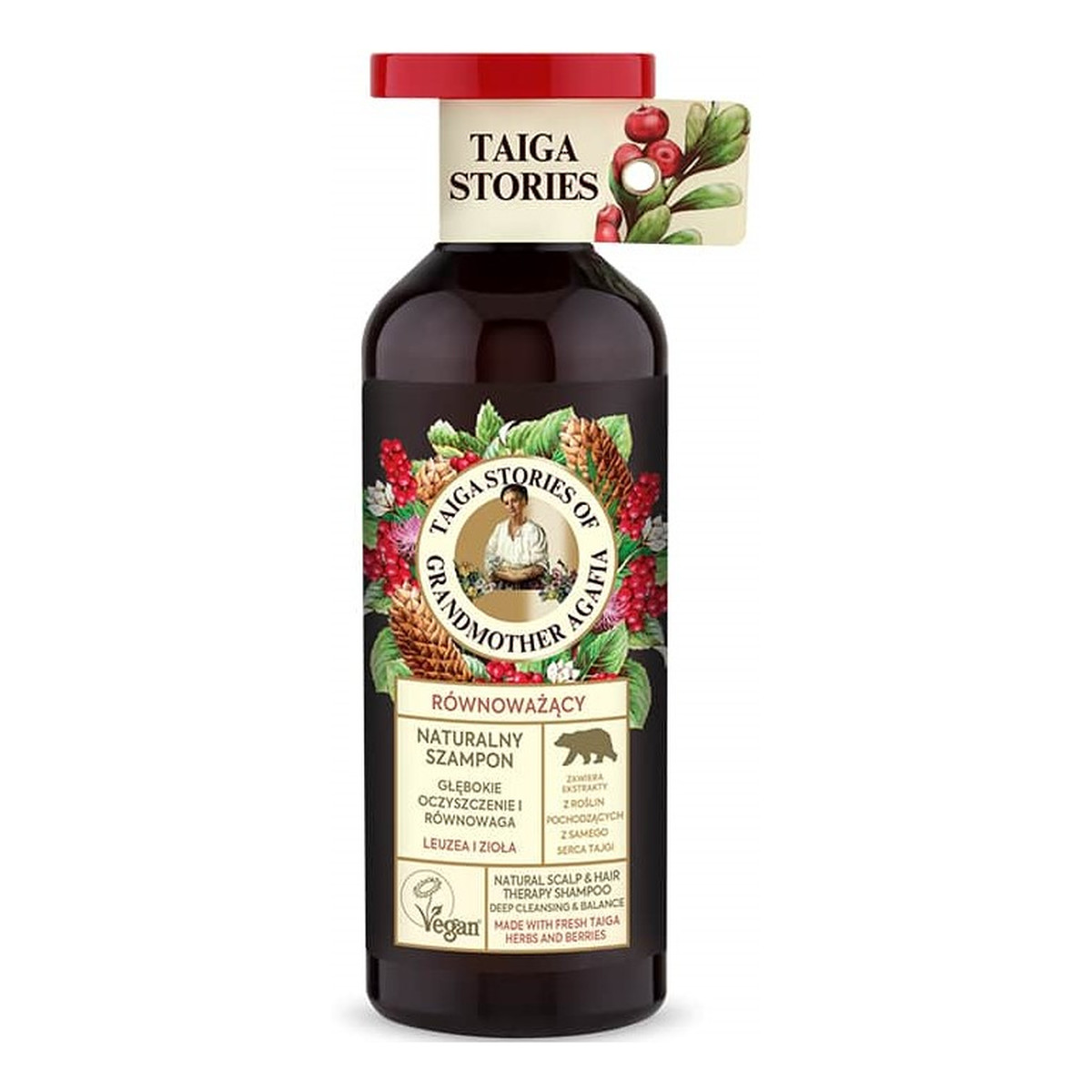 Receptury Babuszki Agafii Taiga Stories Równoważący naturalny szampon do włosów z leuzeą i ziołami 500ml
