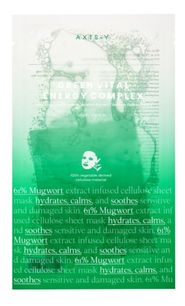 61% mugwort green vital energy complex sheet mask witalizująca maska do twarzy w płachcie