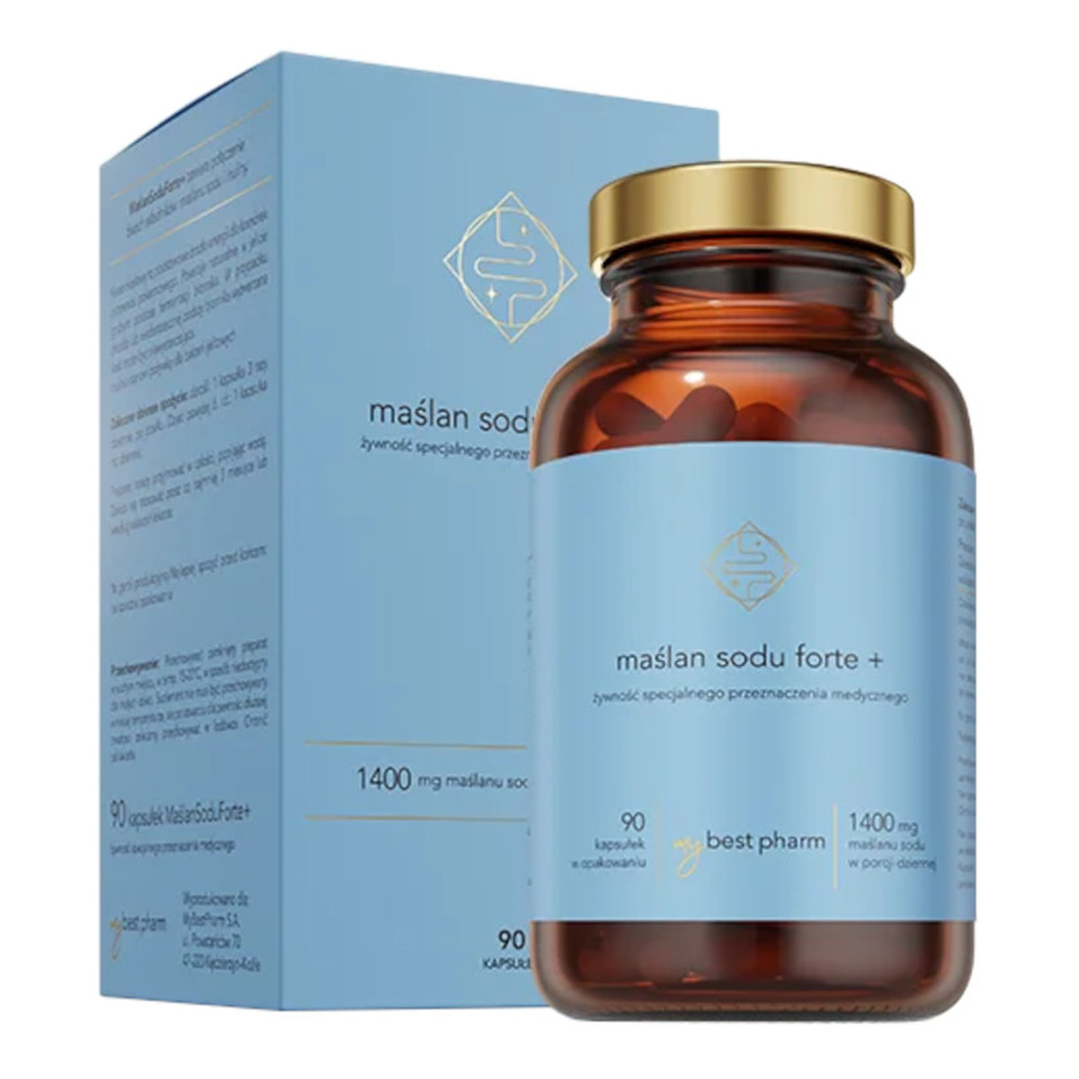 MyBestPharm Maślan Sodu Forte + Zdrowie i Komfort Jelit 90 kapsułek
