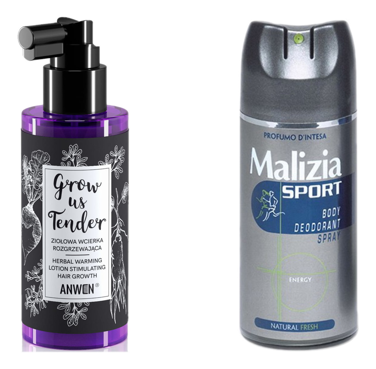 Grow me tender ziołowa wcierka na porost i wypadanie włosów 150ml + Malizia Sport Dezodorant unisex 150ml