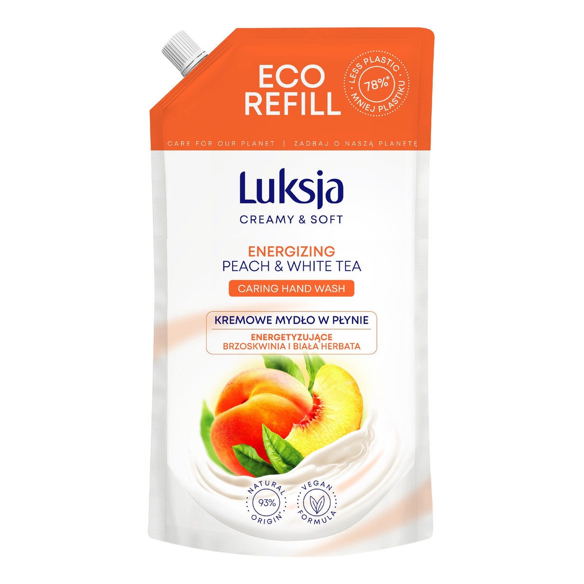 Luksja Creamy & Soft Energizujące Kremowe Mydło w płynie Brzoskwinia i Biała Herbata - zapas 900ml