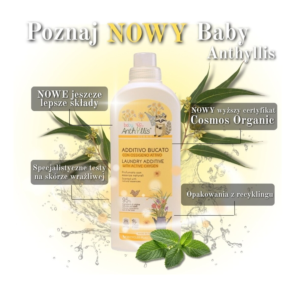 Anthyllis Baby Eko dodatek do prania z aktywnym tlenem do odplamiania ubranek dziecięcych 1000ml