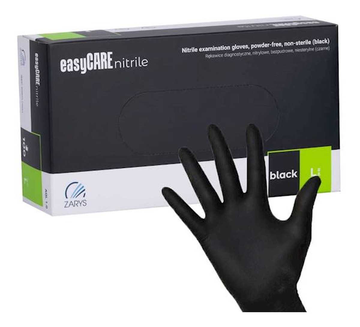 Rękawice diagnostyczne Nitrylowe bezpudrowe niesterylne czarne L 100szt.