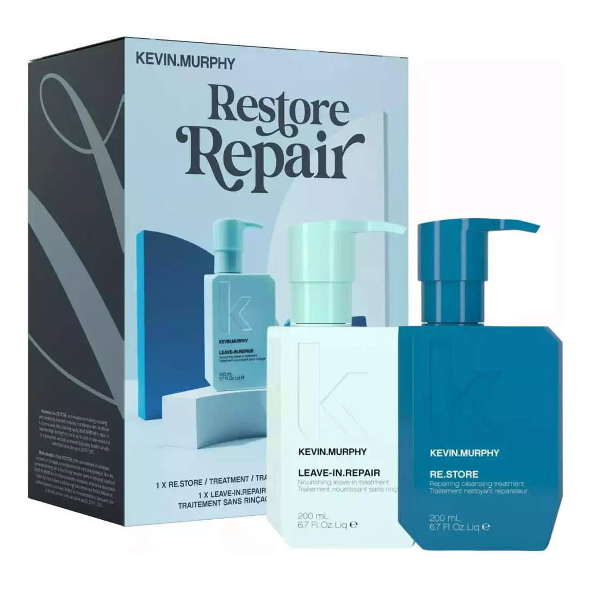 Kevin Murphy Restore Repair Zestaw odbudowujący włosy kuracja bez spłukiwania 200ml + kuracja odbudowująca 200ml