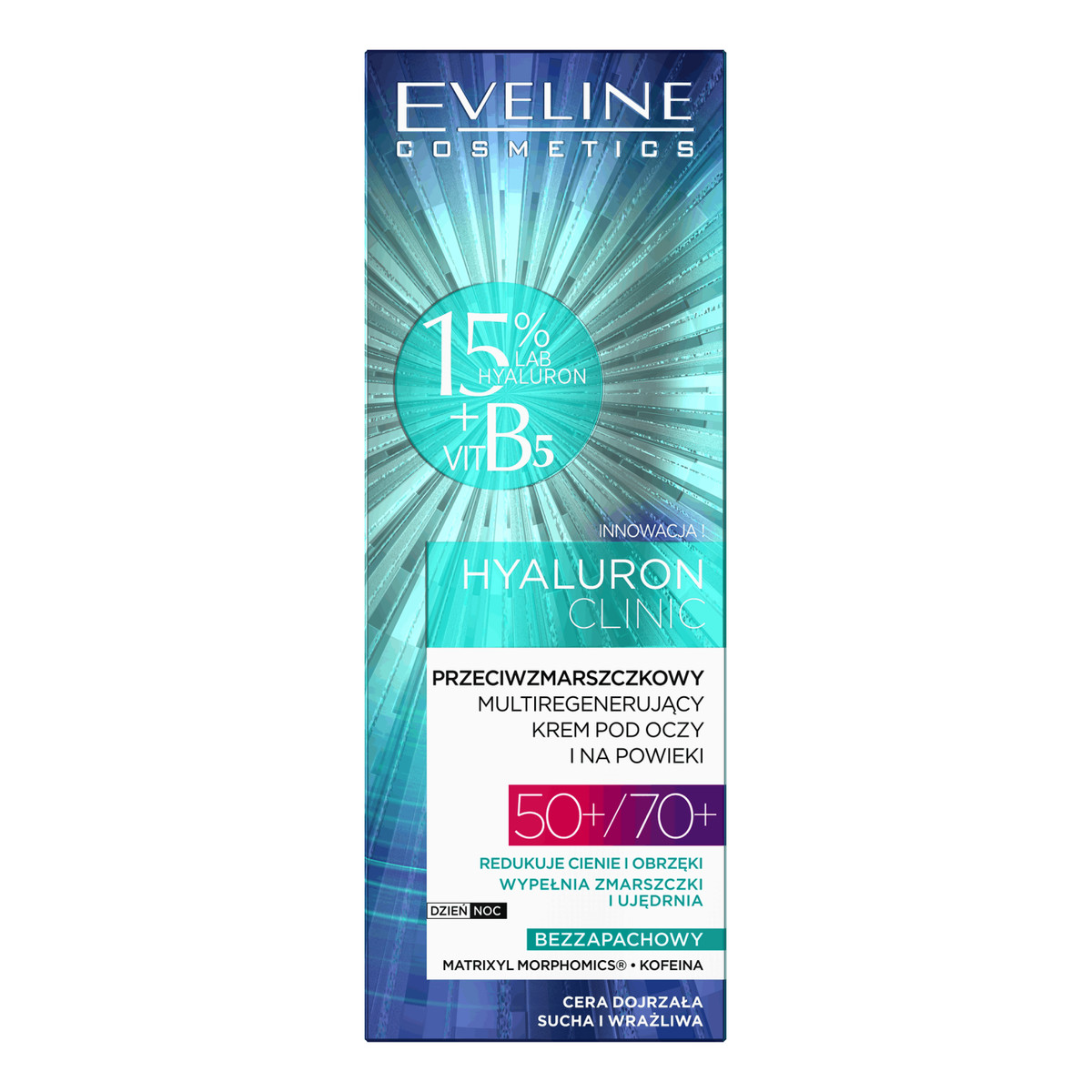 Eveline Hyaluron Clinic 50+/70+ Przeciwzmarszczkowy multiregenerujący Krem pod oczy 20ml