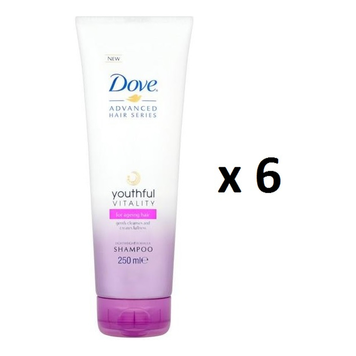 Dove Youthful Vitality Advanced Hair Series Shampoo szampon do włosów osłabionych bez połysku 6x250ml 1500ml
