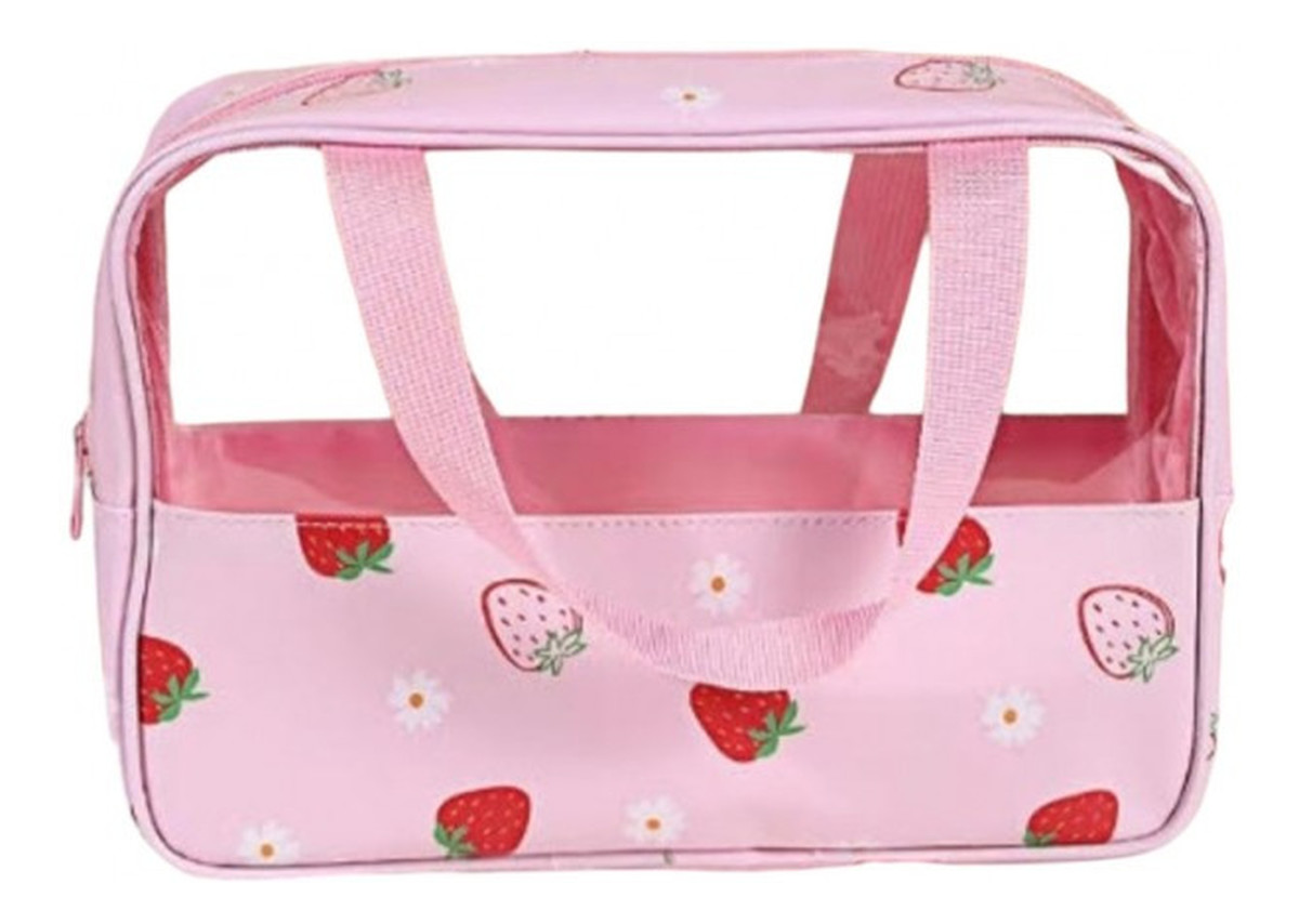 Kosmetyczka rozkładana przenośna kuferek rozmiar M 31x10x20cm TRUSKAWKI KS148