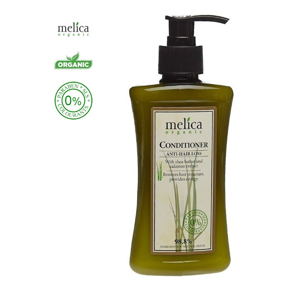 Melica Organic Odżywka organiczna do włosów przeciw wypadaniu włosów z masłem Shea i ekstraktem łopianu 300ml