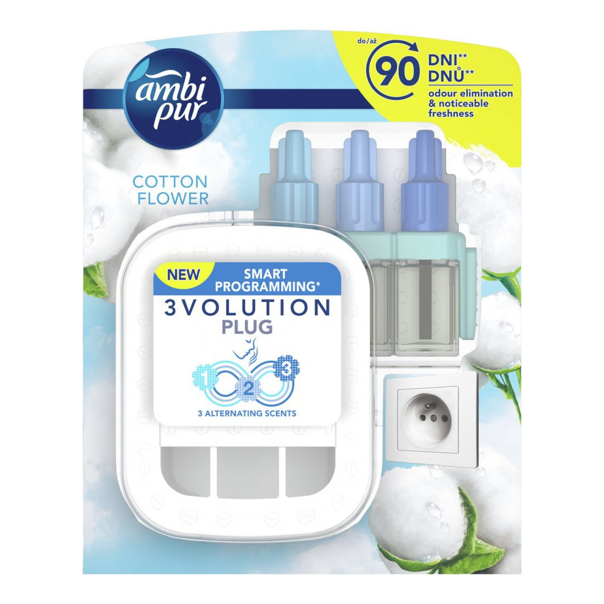 Ambi Pur 3VOLUTION ELEKTRYCZNY ODŚWIEŻACZ POWIETRZA, ZESTAW STARTOWY Urządzenie+zapas Cotton Flower 20ml