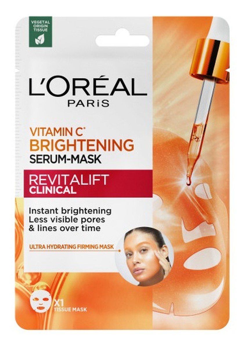 Revitalift clinical rozświetlająca maska-serum w płachcie z witaminą c i kwasem salicylowym