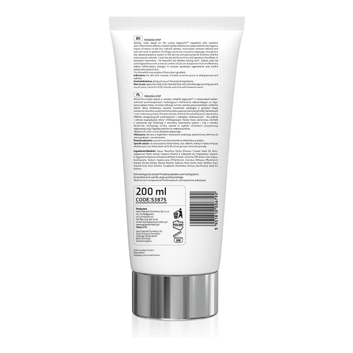 Apis Rosacea-Stop Soothing Mask maska łagodząca o właściwościach przeciwzapalnych 200ml