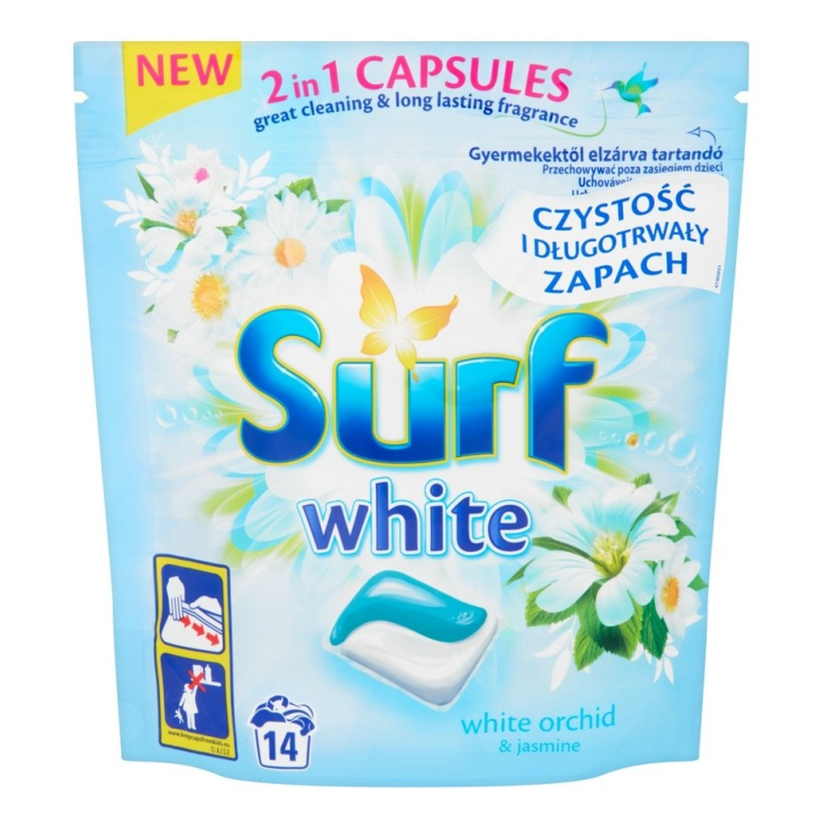 Surf White Biała Orchidea & Jaśmin 2in1 Kapsułki do prania 14szt