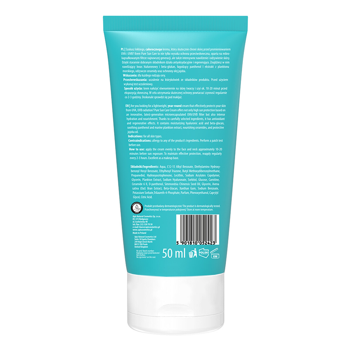 Apis Pure Sun Care Krem do twarzy z filtrami SPF 50 50ml