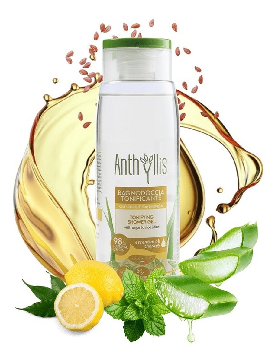 Tonizujący bio żel pod prysznic z organicznym sokiem z aloesu miętą i cytryną