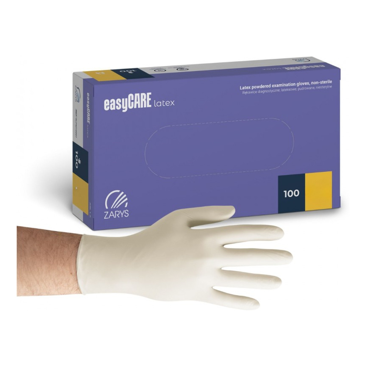 Zarys Rękawiczki ochronne easyCARE Latex Pudrowe Białe w rozmiarze L 100szt.