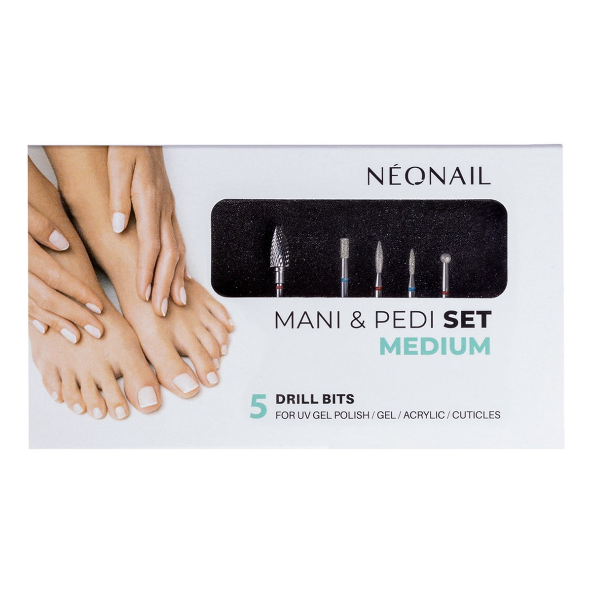 NeoNail Medium zestaw frezów 4Frezy Diamentowe + Frez Karbidowy