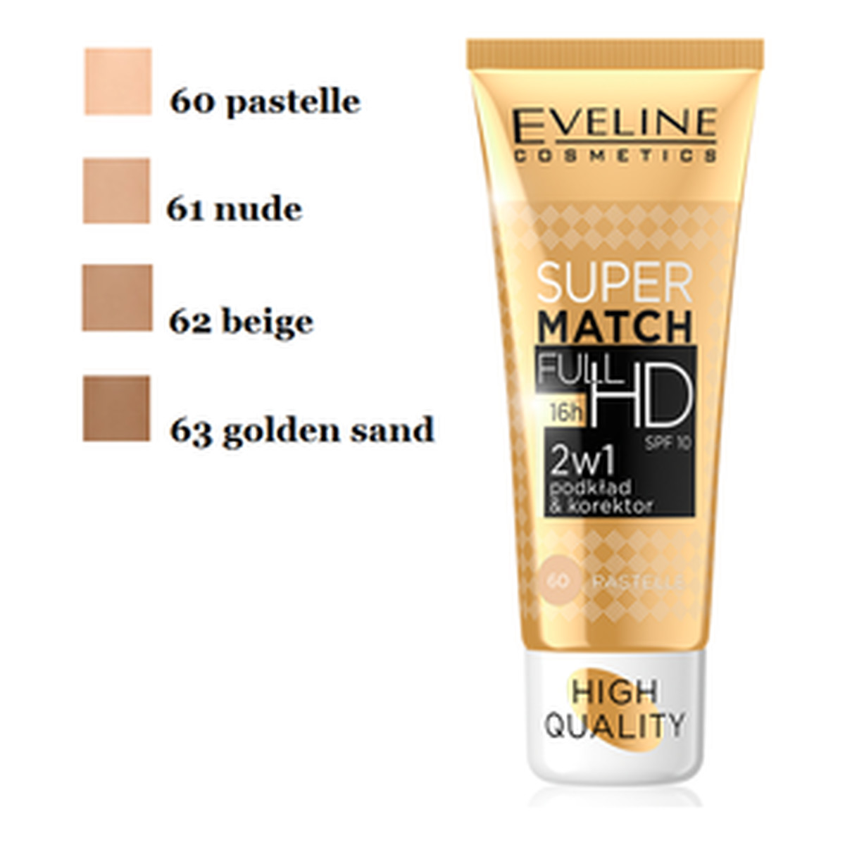 Eveline Make-Up Super Match Full HD Długotrwały Podkład Matująco-Kryjący