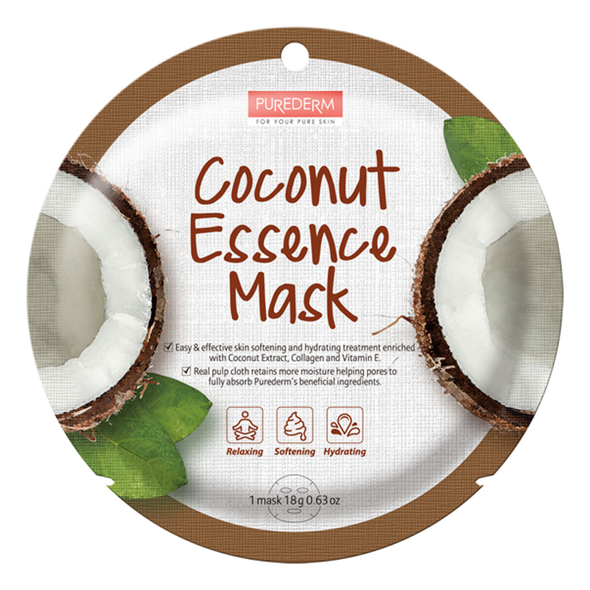 Purederm Coconut Essence Mask maseczka w płacie Kokos 18g