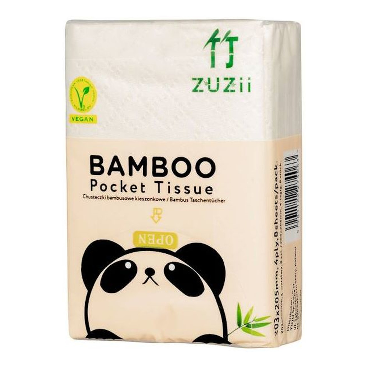 ZUZii Zestaw bambusowych chusteczek higienicznych 4-warstwowych kieszonkowych 8 szt