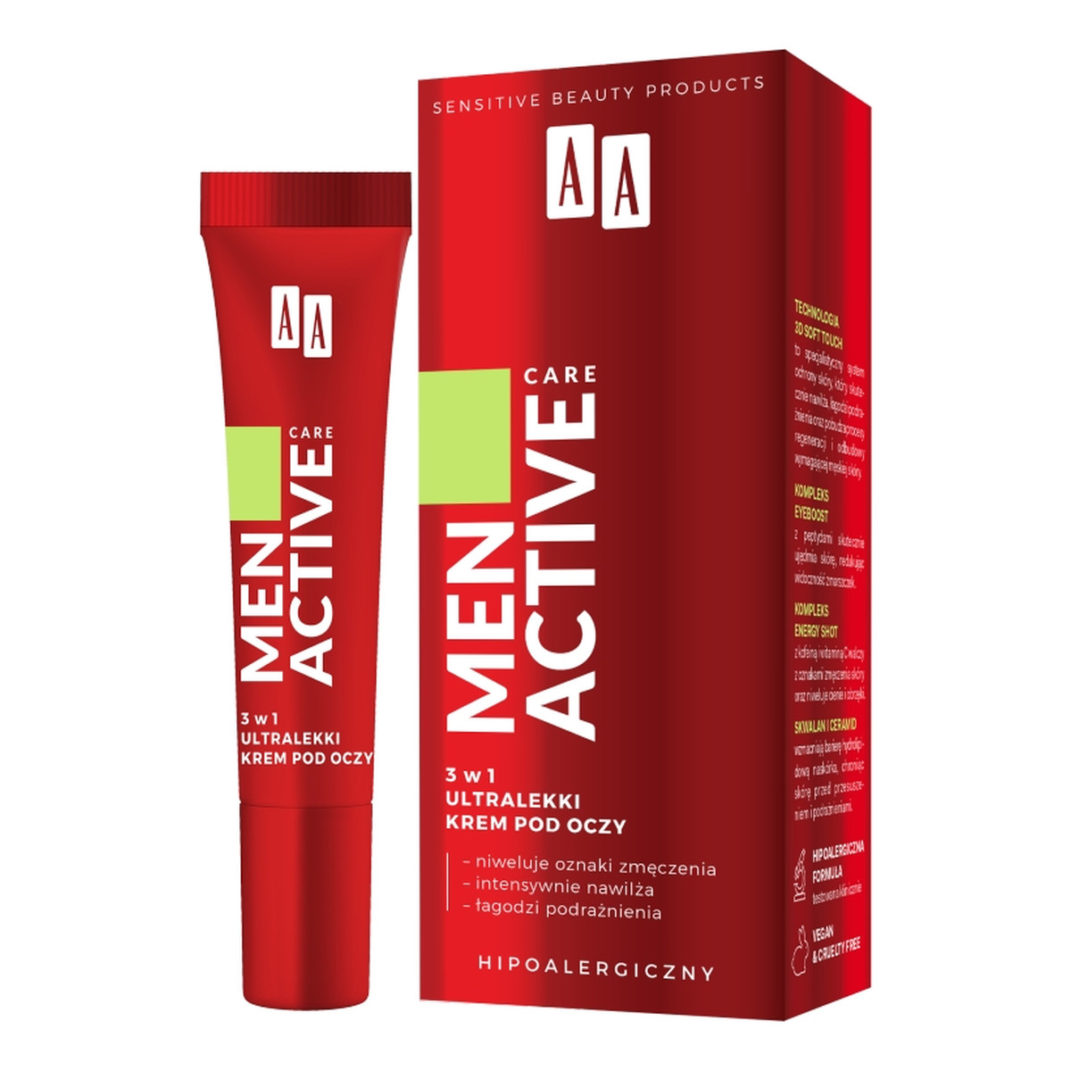 AA Men Active Care 3w1 ultralekki Krem pod oczy 15ml