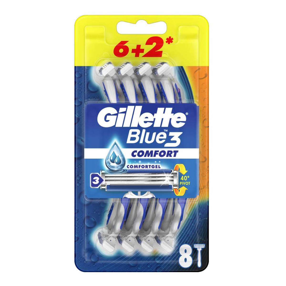 Gillette Blue3 Comfort Jednorazowe Maszynki Do Golenia Dla Mężczyzn 8szt