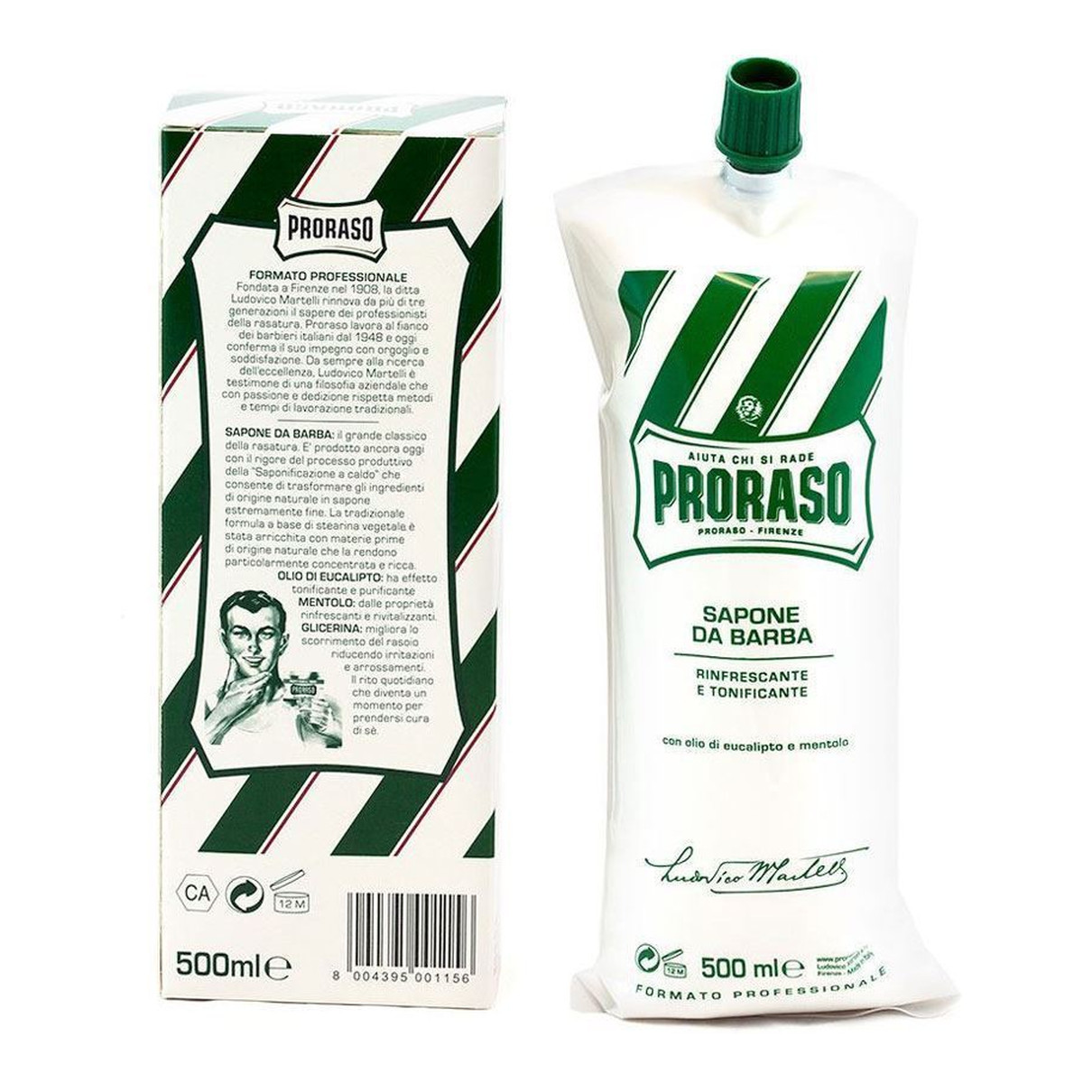 Proraso Sapone Da Barba odświeżające mydło do golenia z olejkiem eukaliptusowym i mentolem 500ml