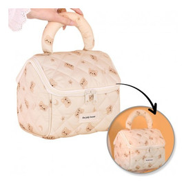 Kosmetyczka rozkładana-elegancki kuferek z rączką pikowana bear ks131k