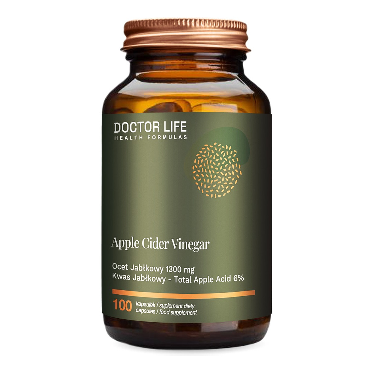 Doctor Life Doctor life_apple cidre vinegar ocet jabłkowy 1300mg kwas jabłkowy 6% suplement diety 100 kapsułek