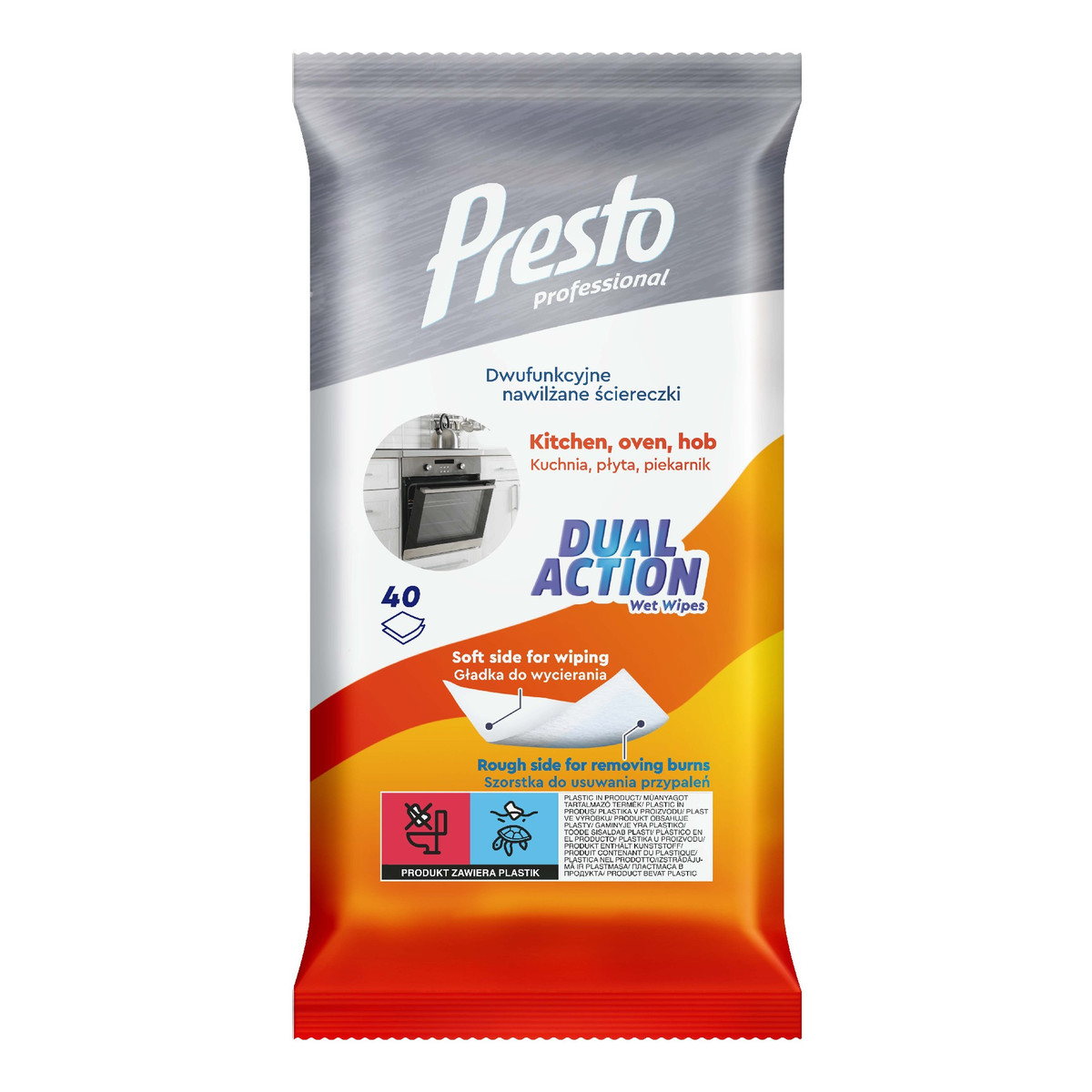 Presto Clean Ściereczki nawilżane do piekarnika płyty kominka 40 szt.