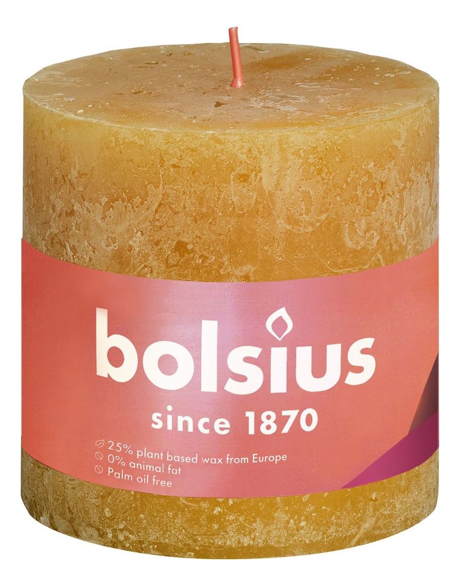 Świeca rustykalna BOLSIUS Shine 30H 10CM Miodowy Żółty