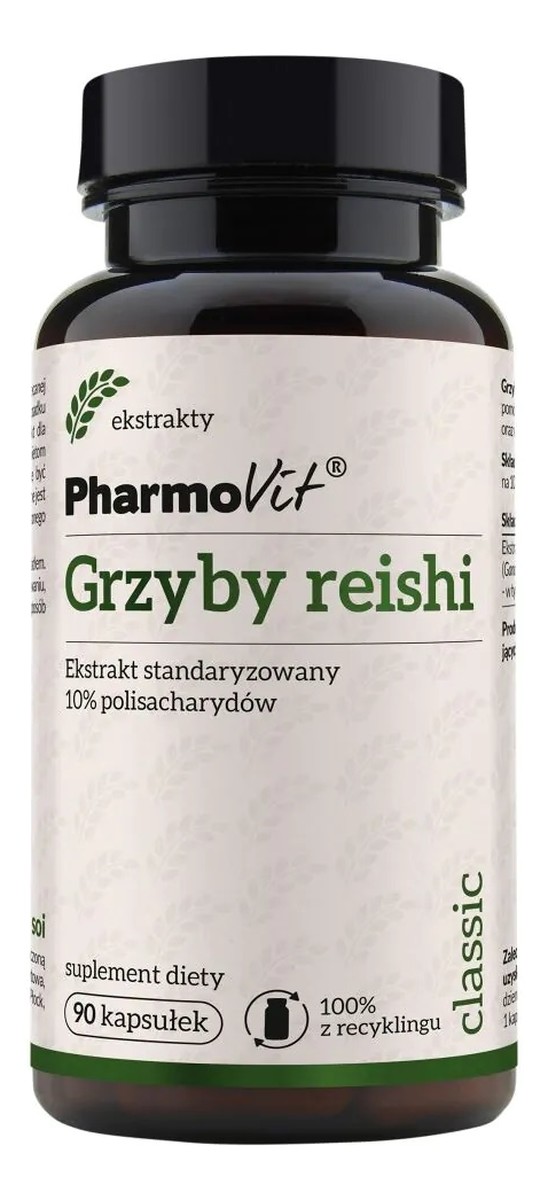 Grzyby Reishi 10% Polisacharydów suplement diety 90 kapsułek