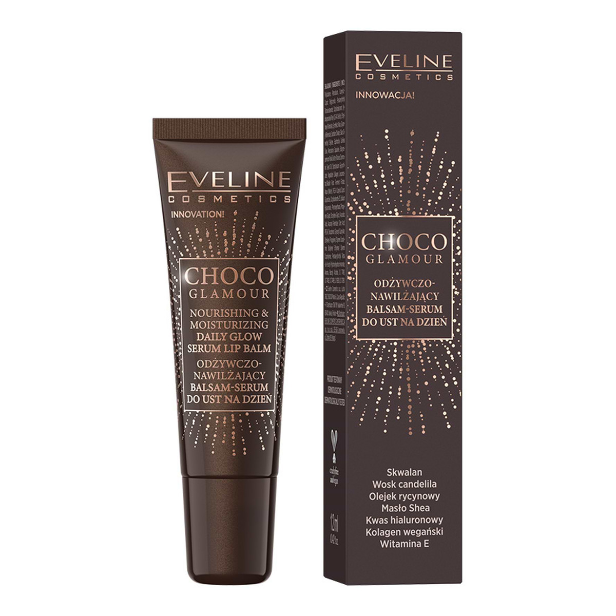 Eveline Choco Glamour Odżywczo-nawilżający balsam-serum do ust na dzień 12ml