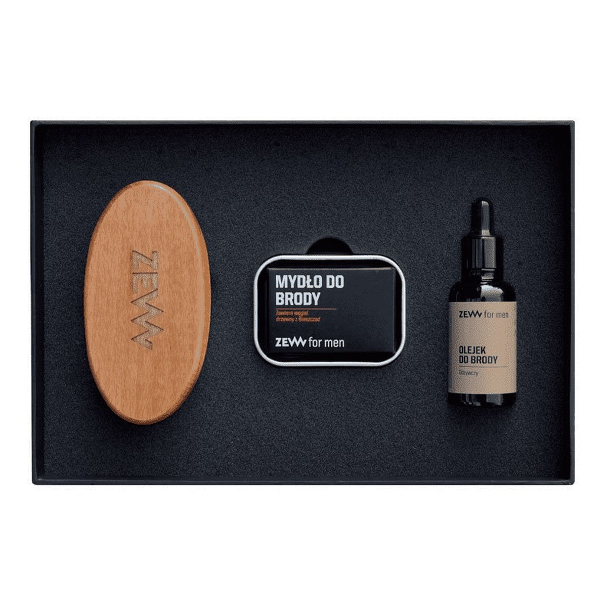 Zew For Men Prosty Drwal zestaw olejek do brody 30 ml + mydło do brody + mydelniczka + kartacz 30ml