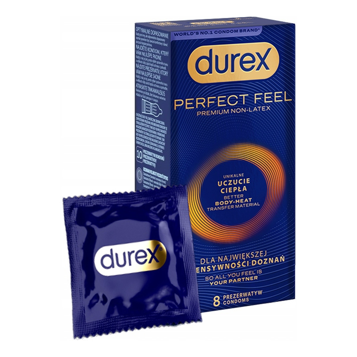 Durex Perfect feel prezerwatywy unikalne uczucie ciepła 8szt